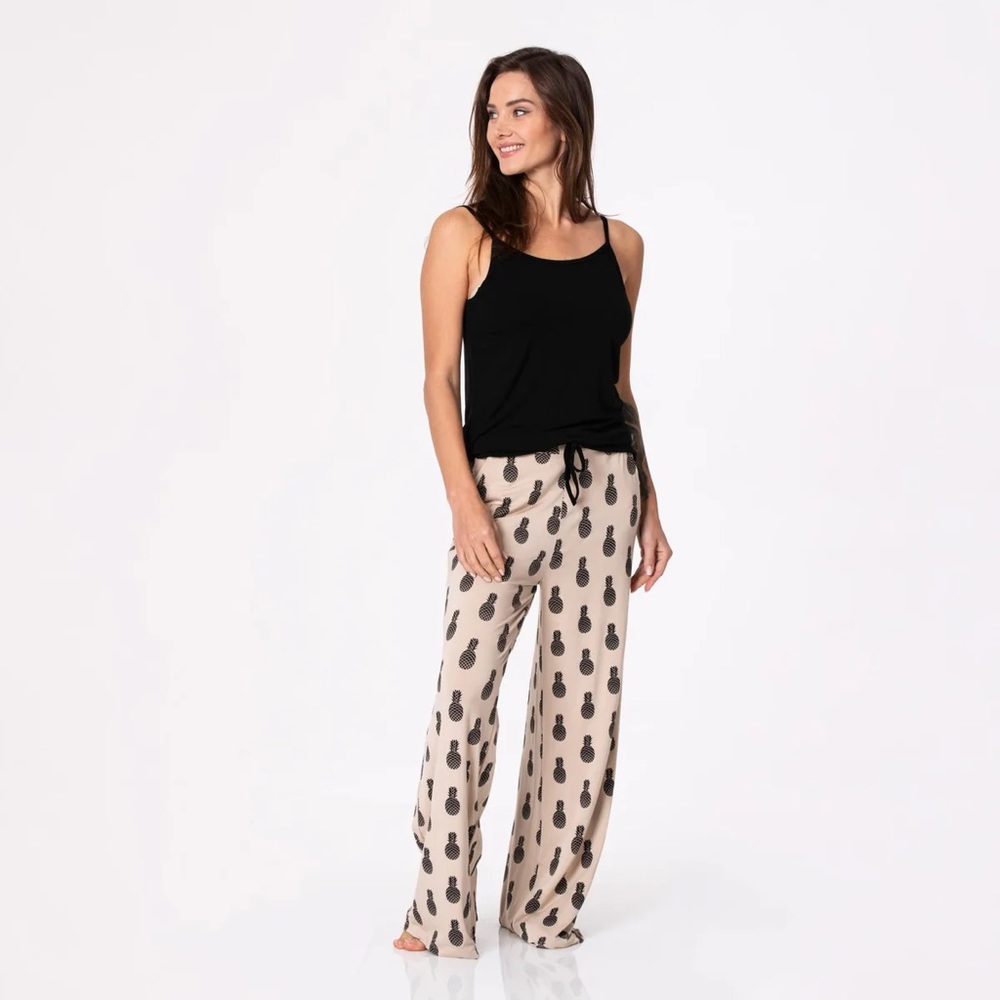 NWT Kickee Cami and Print Lounge Pants Pajama Set in Burlap Pineapples